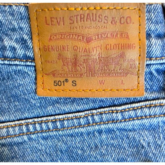 Levi's Premium 501 S Skinny Blue Jeans Button Fly 31x32 Distress Red Tab NEW $98 - Picture 9 of 16